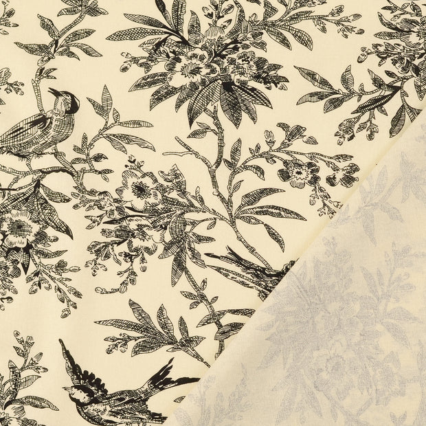 Cotton Poplin fabric Black printed 