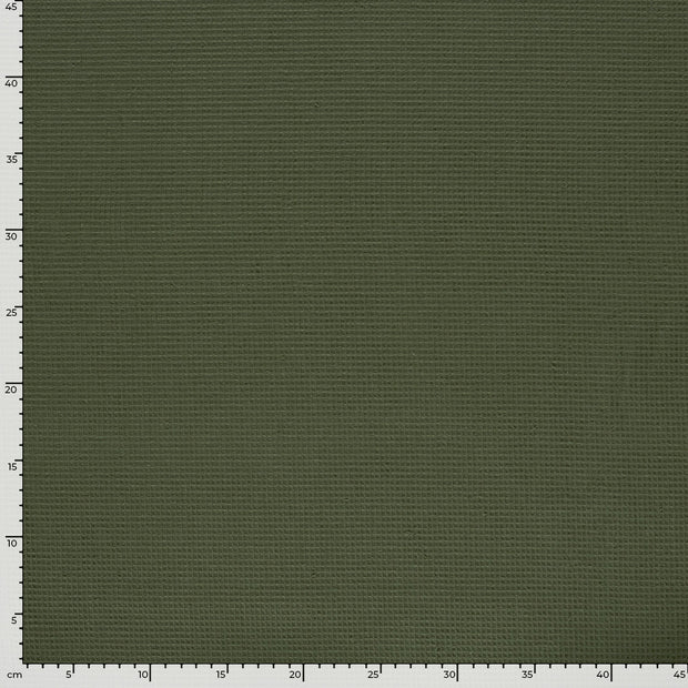 Waffle piqué fabric Unicolour Khaki Green