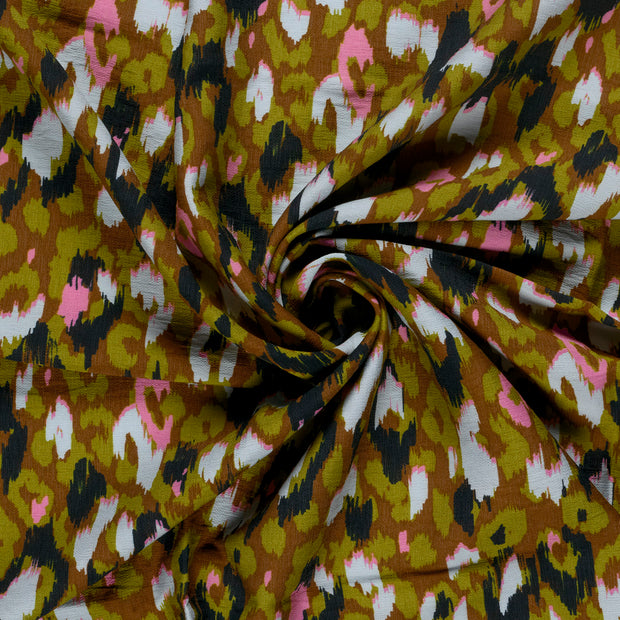 Viscose Nylon Ottoman fabric Green printed 