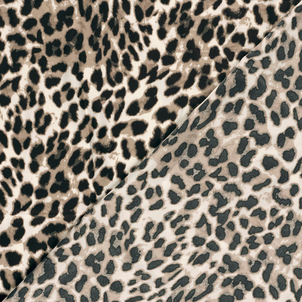 Satin Duchesse fabric Leopards printed 