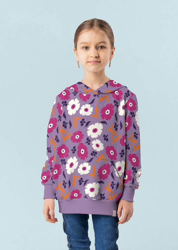 French Terry fabric Flowers Lila