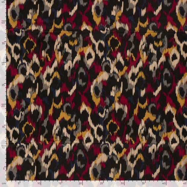 Viscose Satin fabric Abstract Bordeaux