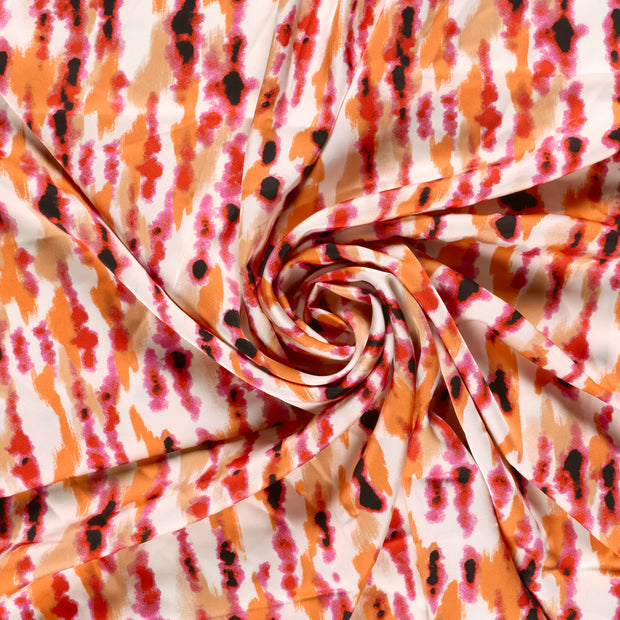 Satin Duchesse fabric Orange printed 