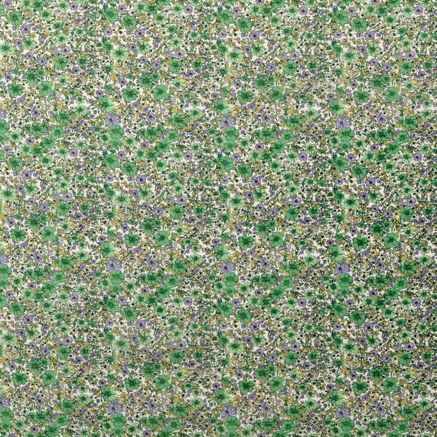 Voile fabrik Blumen grün