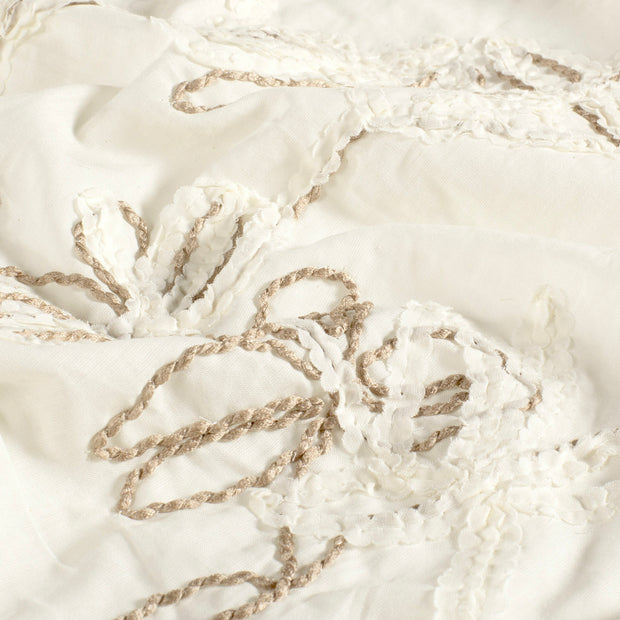 Voile tissu fleurs Blanc cassé