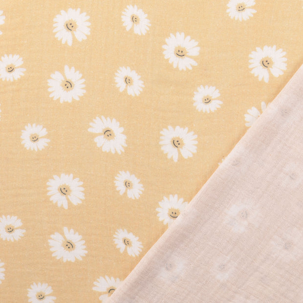 Muslin fabric beige digital printed 
