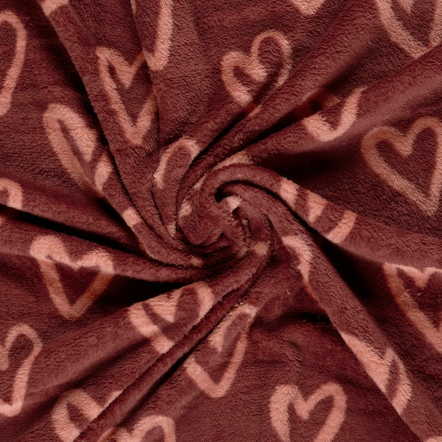 Coral Fleece fabric Bordeaux printed 