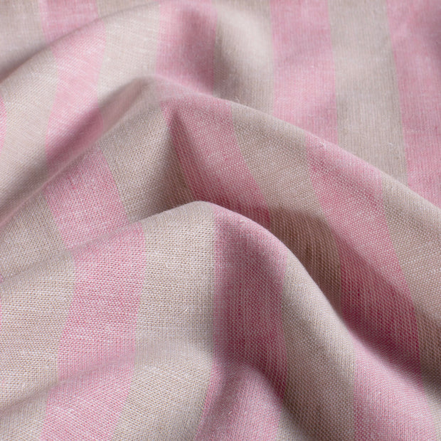 Lin tissu rayures Rose