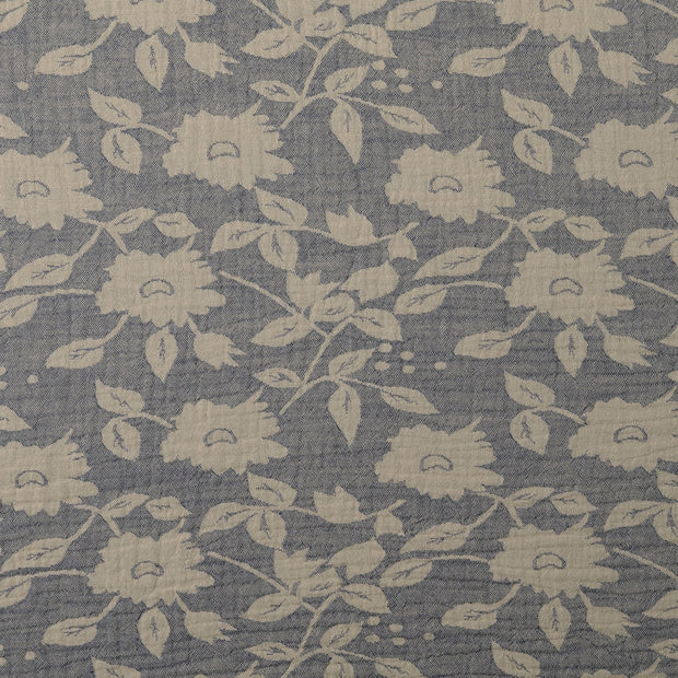 Muslin fabric Flowers Indigo