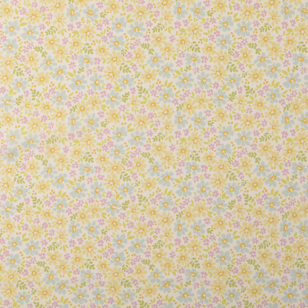 Voile fabric Flowers Yellow