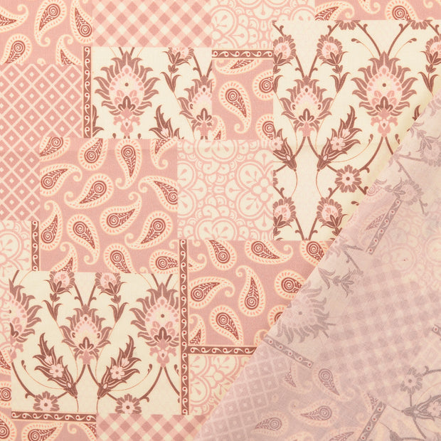 Popeline de coton tissu vieux rose imprimé numérique 