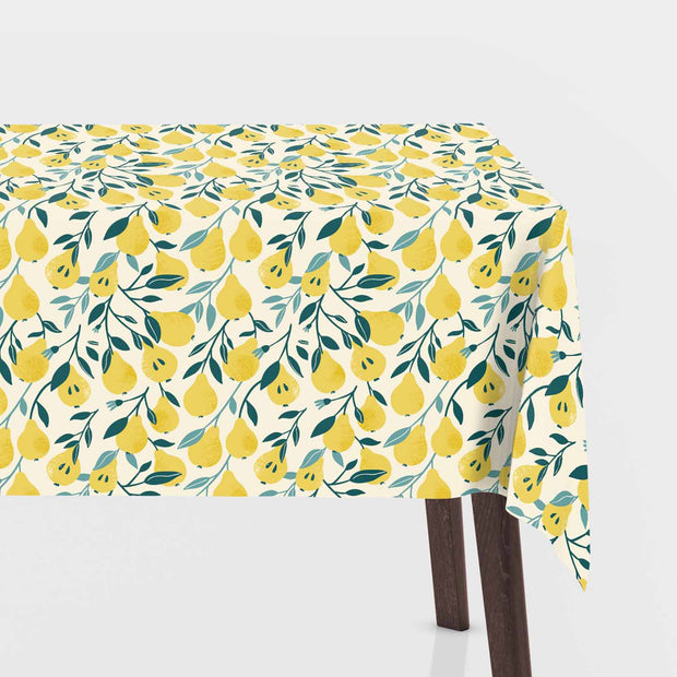 Coated Tablecloth fabric Fruits Optical White