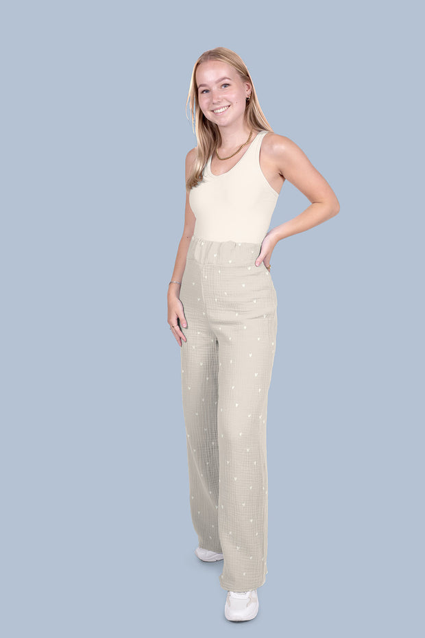 Musselin fabrik Herzen Beige