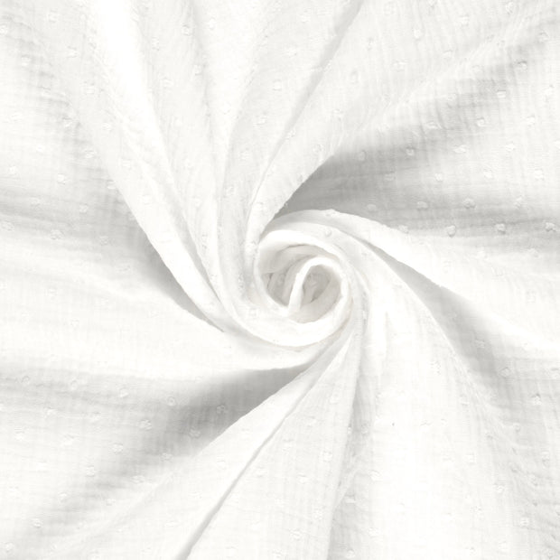 Double gaze tissu pois Blanc cassé
