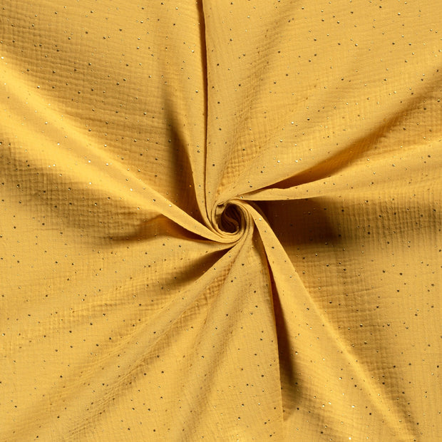 Double gaze tissu Ocre dew drops 