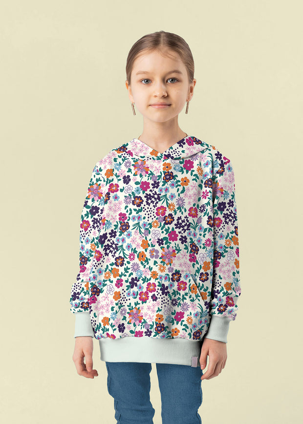 French Terry tissu fleurs Blanc cassé