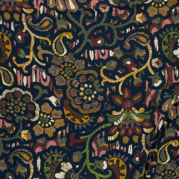 Viscose Satin fabric Navy shiny 