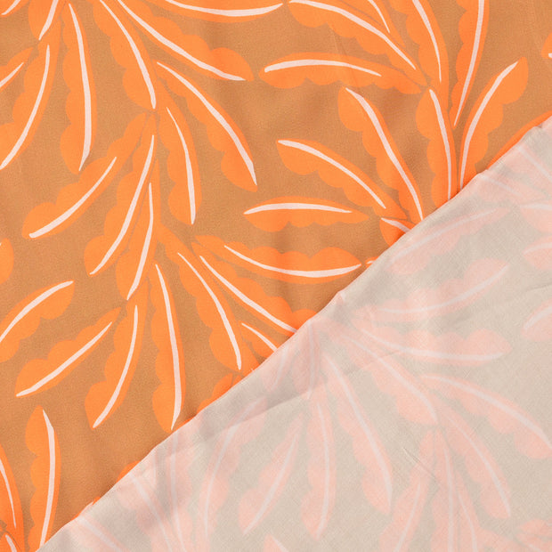 Viscose satin fabric beige digital printed 