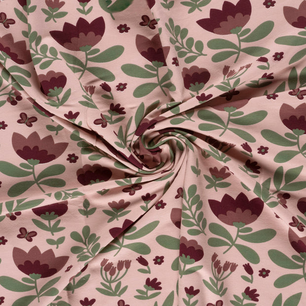 French Terry fabric Pink digital printed 