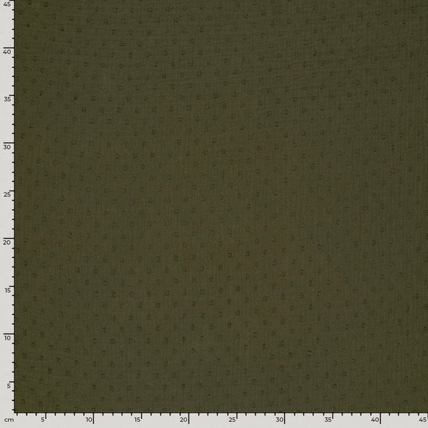 Muslin fabric Dots Khaki Green