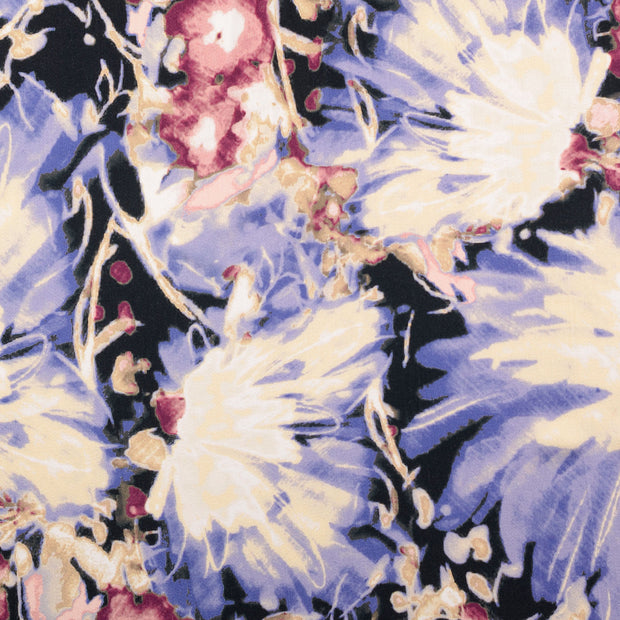 Viscose Satin tissu fleurs Lilas