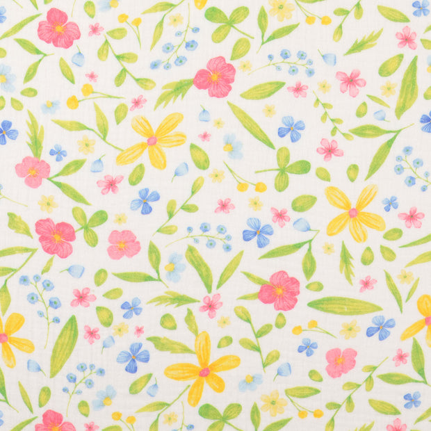 Muslin fabric Flowers Multicolor