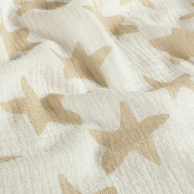 Muslin fabric Stars Off White