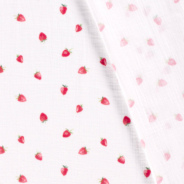 Double gaze tissu fruits imprimé numérique 