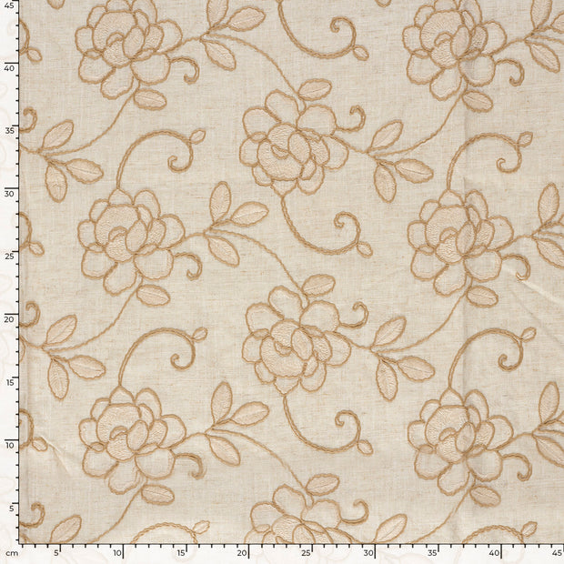  tissu fleurs Blanc cassé