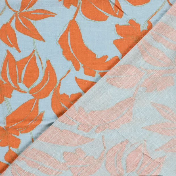 Viscose Lin Chaine et Trame tissu fleurs imprimé 