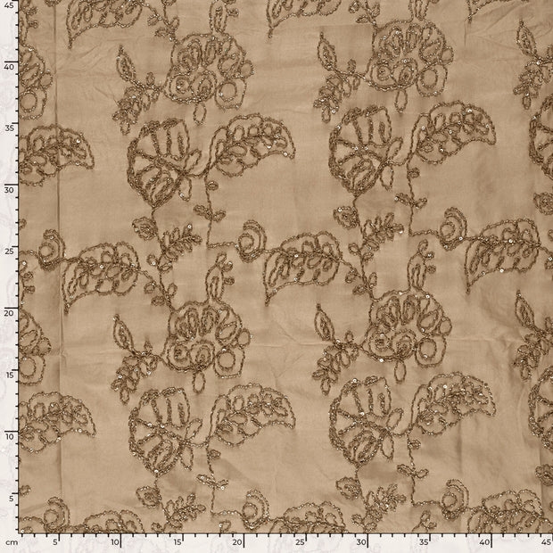 Geweben Polyester fabrik Blumen Taupe