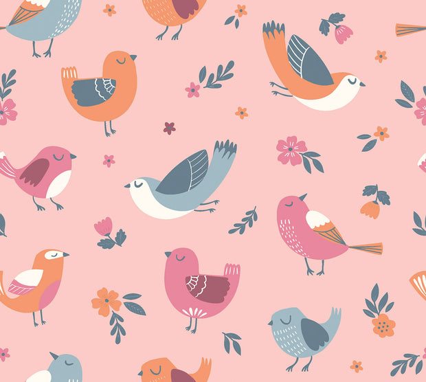 Aqua Protect (imperméable) tissu oiseaux Rose clair