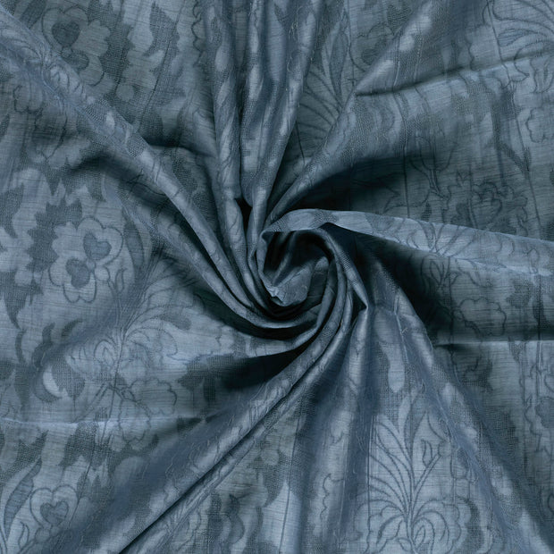  tissu Bleu acier brodé 