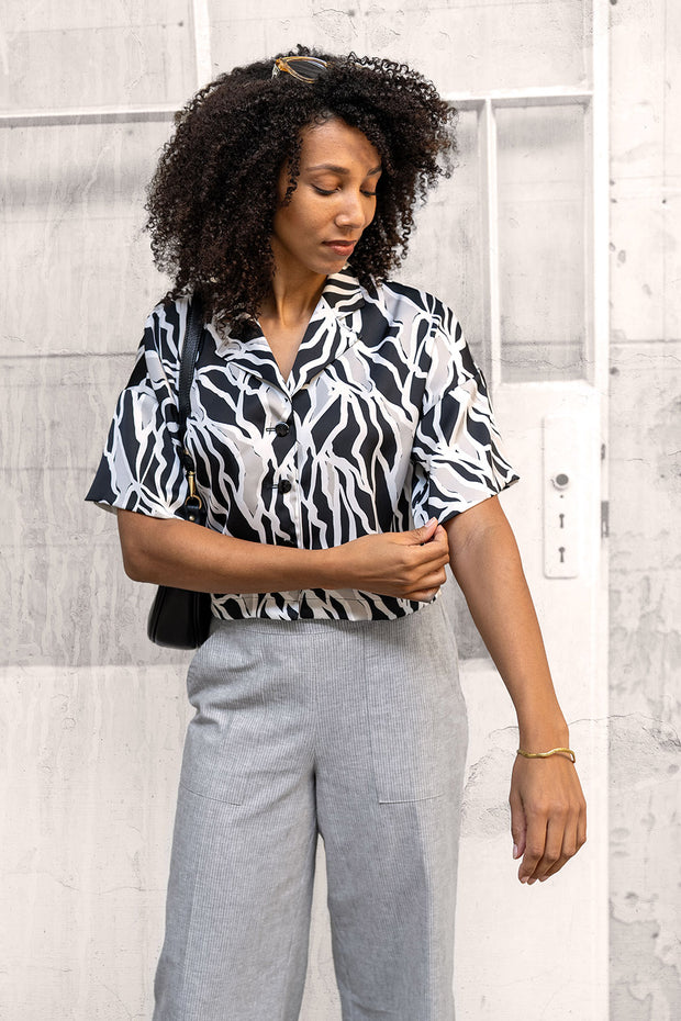 Satin Duchesse fabric Abstract Black