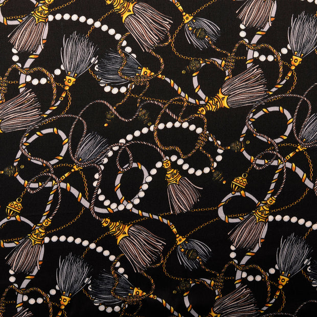 Viscose Satin fabric Ornaments Grey