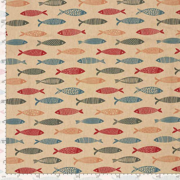 Aspect Lin tissu poissons Beige