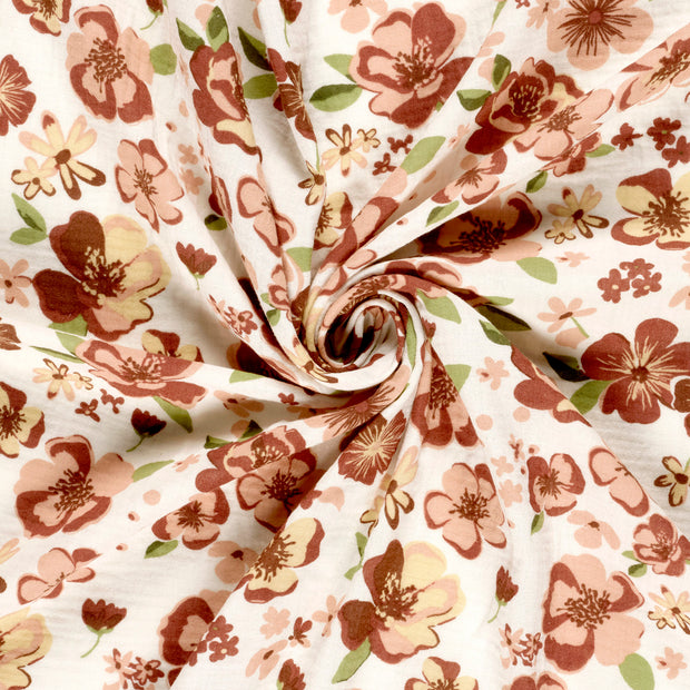 Double gaze tissu Blanc cassé imprimé 