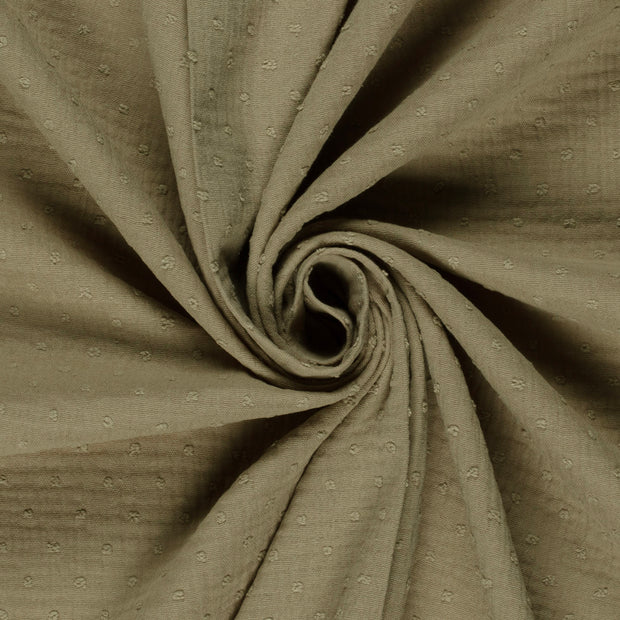 Muslin fabric Dots Olive Green