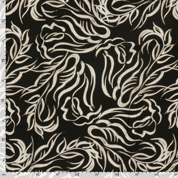 Viscose Twill fabric Abstract Black