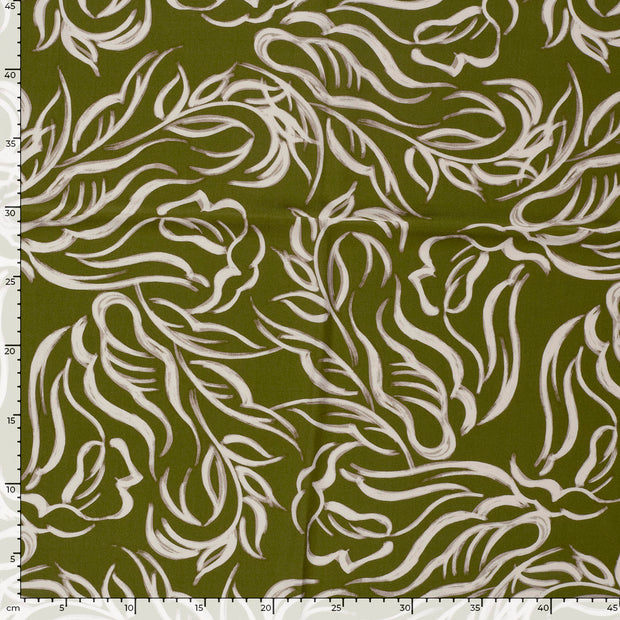 Sergé de Viscose tissu Abstrait Vert kaki
