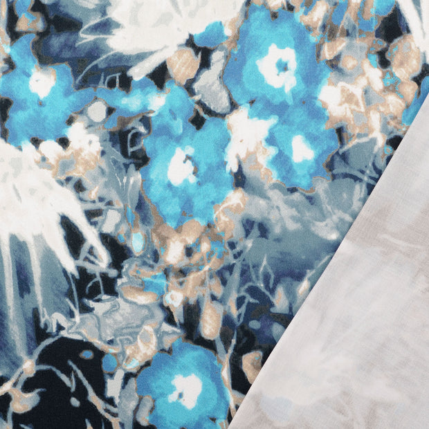 Viscose satin fabric Baby Blue digital printed 