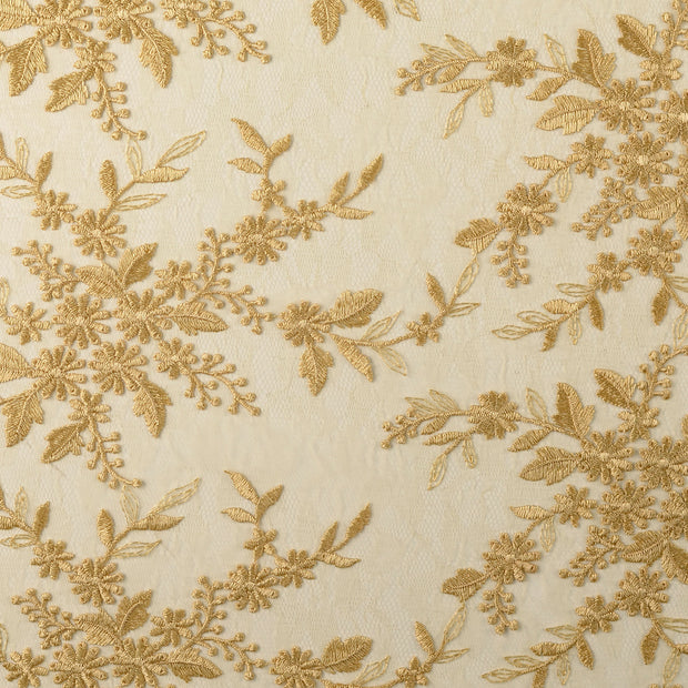 Dentelle tissu fleurs Marron taupe