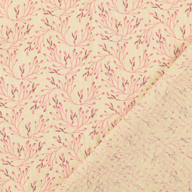 Seersucker tissu Rose clair 