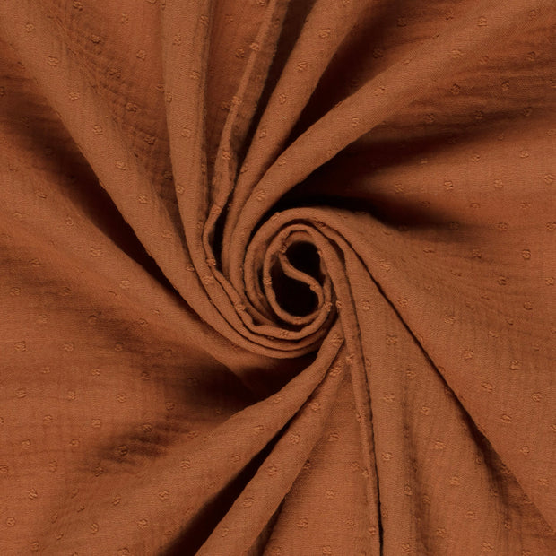 Double gaze tissu pois Bois Rouge