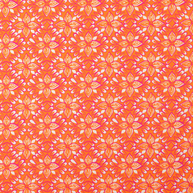 Cotton Jersey fabric Flowers Orange
