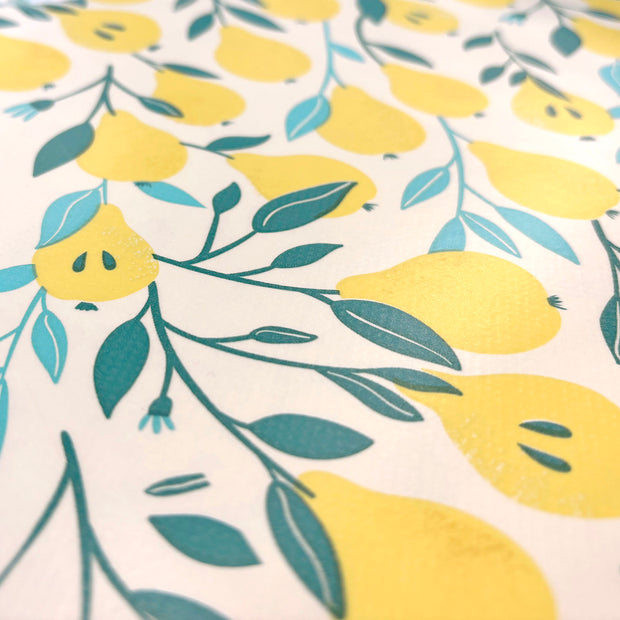 Coated Tablecloth fabric Fruits Optical White