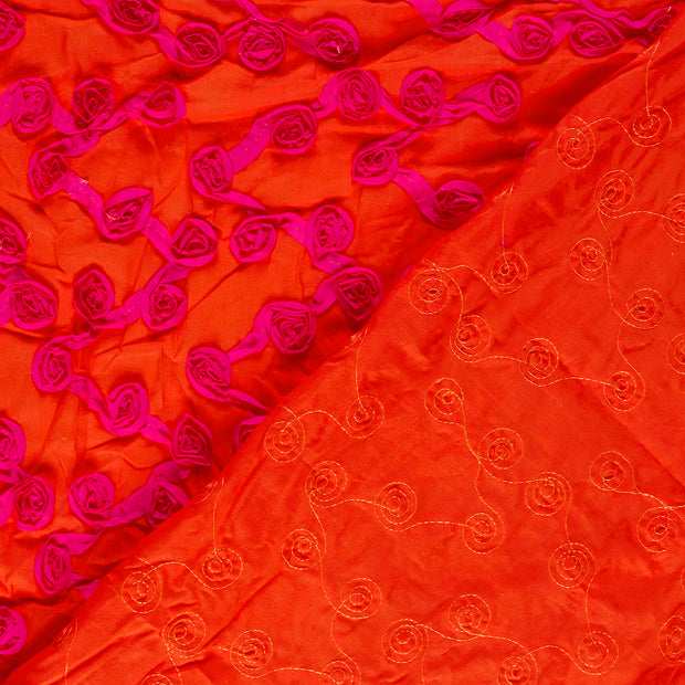 Voile fabric Flowers with application 
