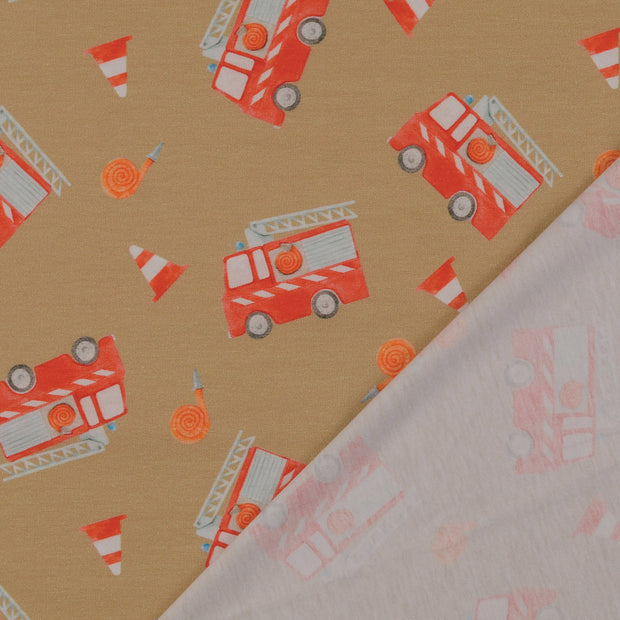 Cotton Jersey fabric Beige digital printed 