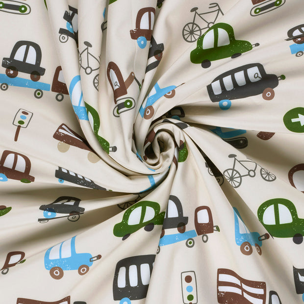 Softshell fabric Beige digital printed 