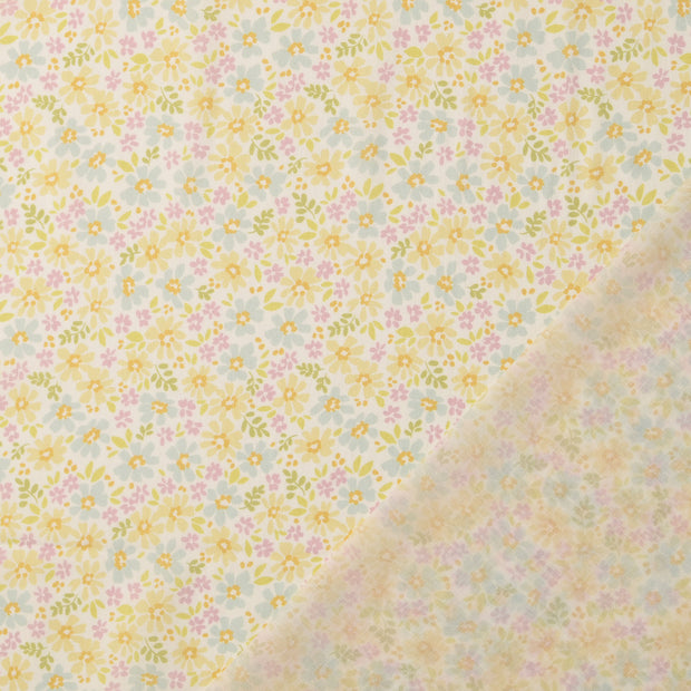 Voile fabric Yellow digital printed 